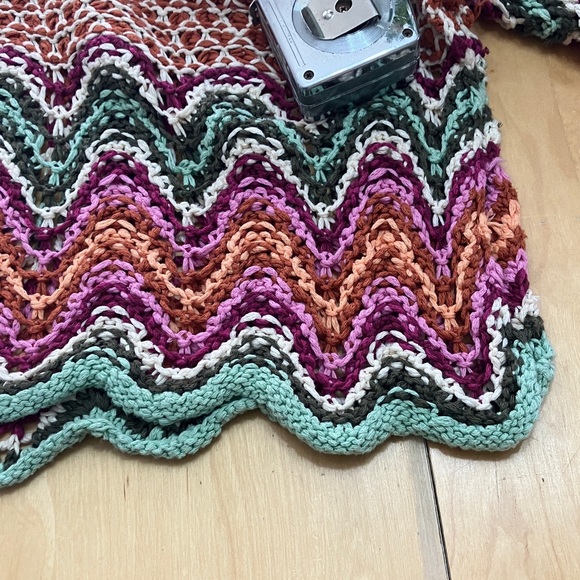 Free People Heatwave Pullover Sweater XS multi color large knit cotton blend - Picture 9 of 10